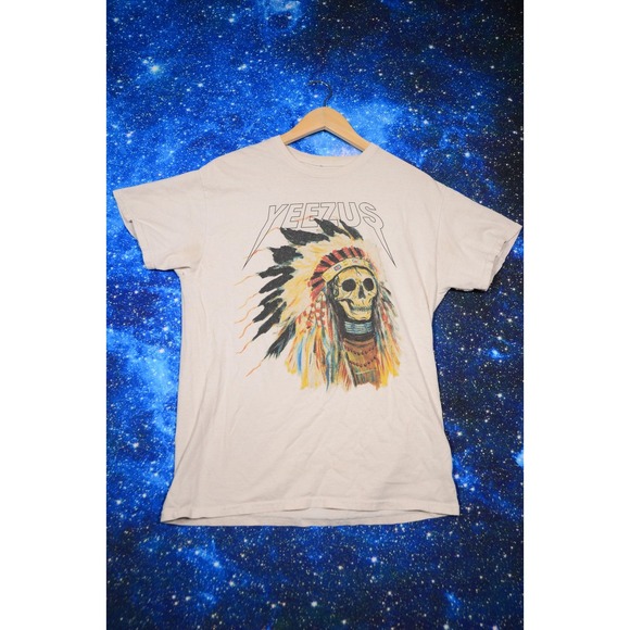 Yeezus Other - Yeezus Tour Shirt Mens Medium White 2013 Wes Lang Skull Headdress Concert Tee